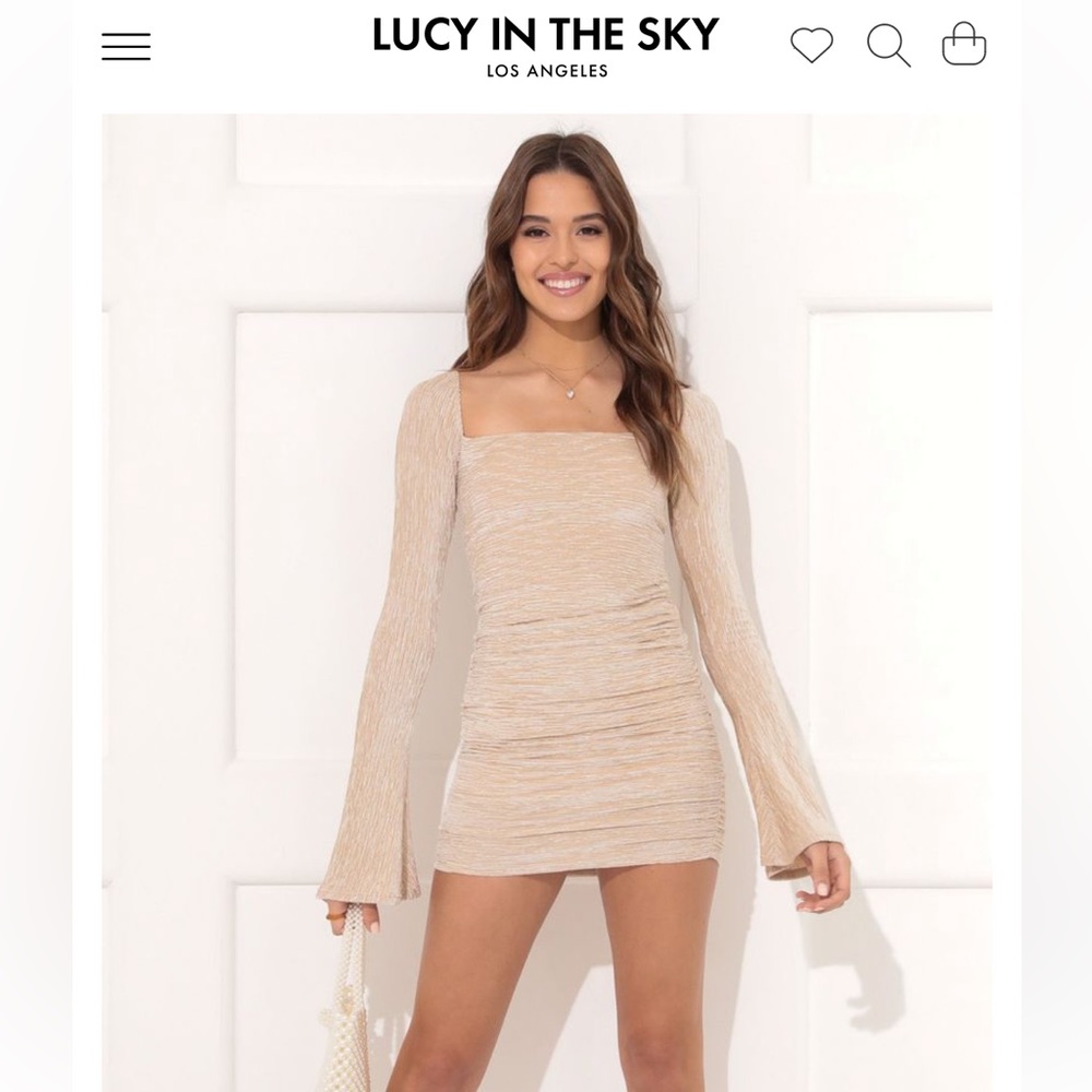 Carmen Bell Sleeve Dress in Champagne
